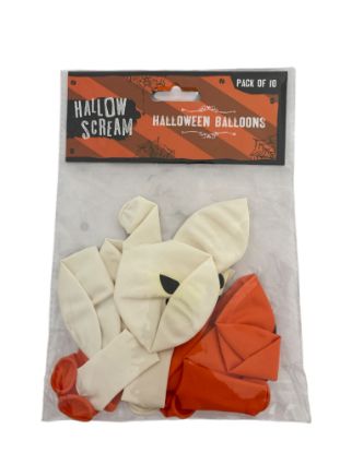 Picture of 10 Halloween Balloons halloween Party Decorations Pumpkin ghost orange white
