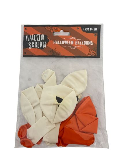 Picture of 10 Halloween Balloons halloween Party Decorations Pumpkin ghost orange white