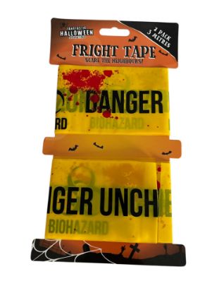 Picture of Halloween Fright Tape danger unchained zombie halloween Party Decoration yellow with orange backing