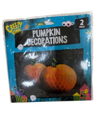 Picture of 2 x halloween PUMPKIN DECORATION Honeycomb hanging