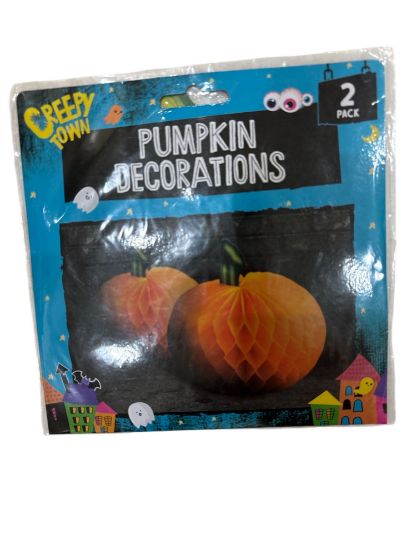 Picture of 2 x halloween PUMPKIN DECORATION Honeycomb hanging
