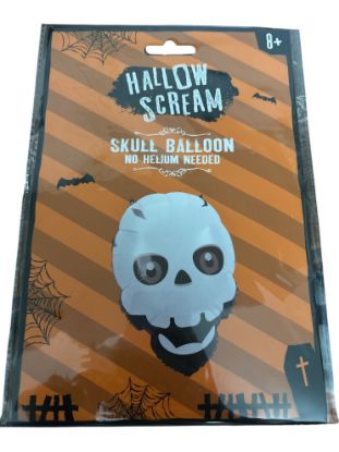 Picture of skull balloon self inflating skull halloween balloon new