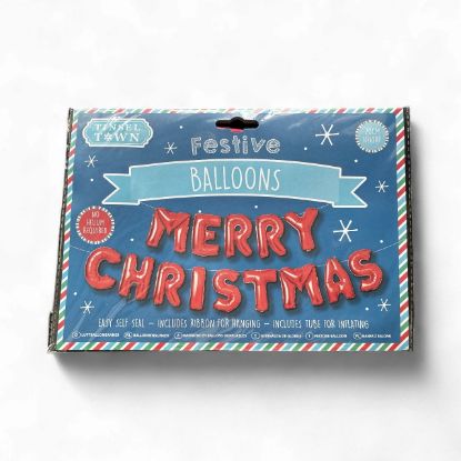 Picture of Red Merry Christmas Balloon Banner NEW 20cm height