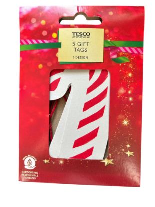 Picture of 5 x Candy Cane Gift Tags with red twine