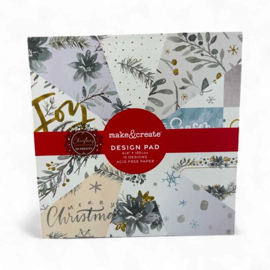 Picture of 30 sheets - Christmas floral,  Poinsettia Design Pad: 6 x 6 Inches