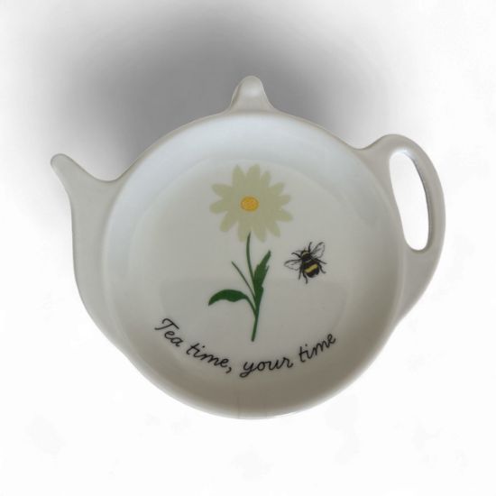 Picture of Tea Bag Tidy Holder Melamine Dish Rest Tea time your time bumblebee flower design