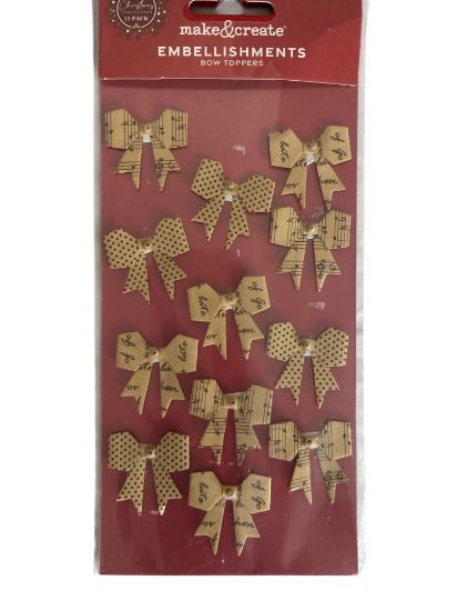 Picture of 12 x christmas Festive Kraft Paper Bow Toppers NEW