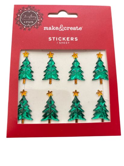 Picture of 8 x Christmas Tree Gem Stickers NEW