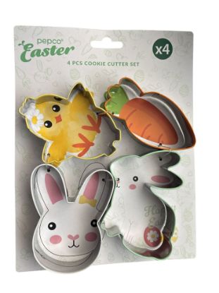 Picture of 4 x Easter Steel Cookie Cutters Set bunny head bunny chick and carrot