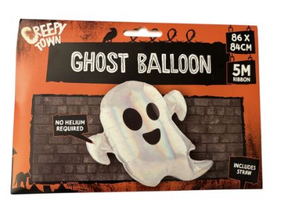 Picture of Halloween Large Foil Ghost Balloon NEW 86 x 84cm plus ribbon