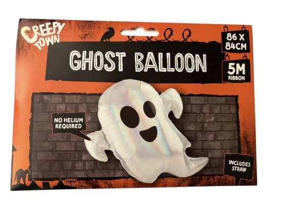 Picture of Halloween Large Foil Ghost Balloon NEW 86 x 84cm plus ribbon
