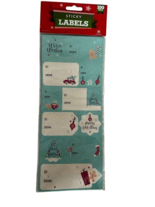 Picture of 100 X Christmas gift tags sticky labels warm wishes, car with xmas  tree NEW