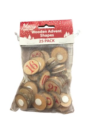 Picture of 25 x wooden adent shapes wooden advent numbers  NEW