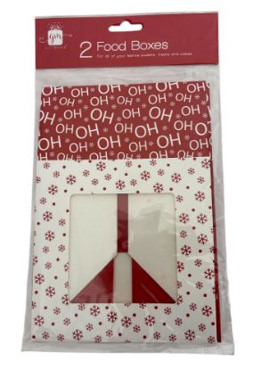 Picture of 2 x christmas food boxes treat boxess nordic red and white ho ho ho