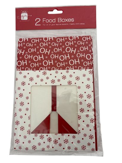 Picture of 2 x christmas food boxes treat boxess nordic red and white ho ho ho