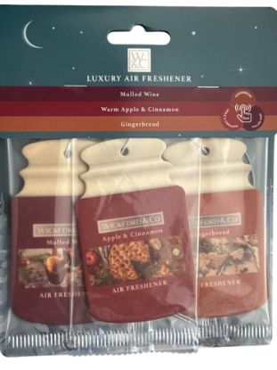 Picture of 3 x Wickford & Co Car Air Fresheners - christmas mulled wine, apple cinnamon