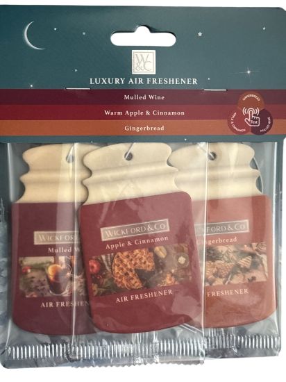 Picture of 3 x Wickford & Co Car Air Fresheners - christmas mulled wine, apple cinnamon
