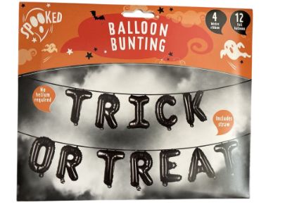 Picture of Halloween Trick Or Treat Balloons Bunting  Trick or Treeat Banner Black NEW