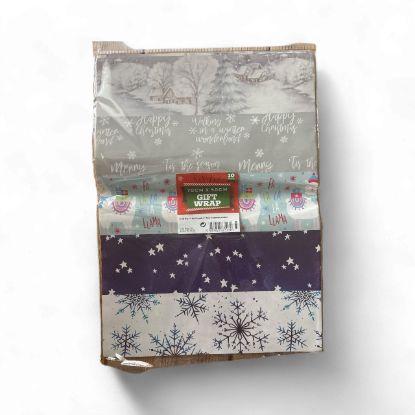 Picture of 10 x sheets Christmas Gift wrap 5 designs Winter village snowflakes NEW