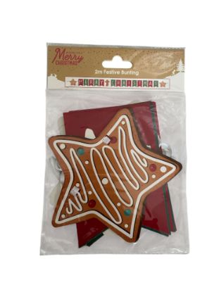 Picture of 2m festive gingerbread bunting  merry christmas banner