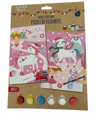Picture of paint by number make your own CHRISTMAS pink unicorns design