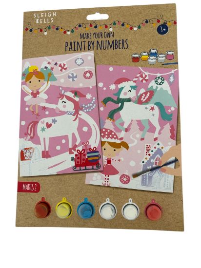 Picture of paint by number make your own CHRISTMAS pink unicorns design