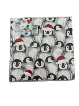 Picture of 20 x penguin Christmas Napkins  Penguins in santa Hats NEW penguin napkins
