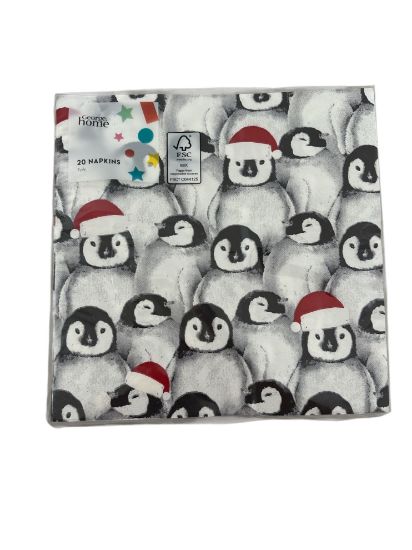 Picture of 20 x penguin Christmas Napkins  Penguins in santa Hats NEW penguin napkins