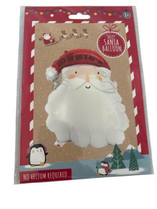 Picture of Christmas SANTA Foil Balloon NEW Red & white santa head shaped NEW