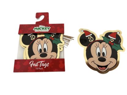 Picture of 10 x Disney Minnie Mouse Face CHRISTMAS Gift tags with GOLD TIEs NEW
