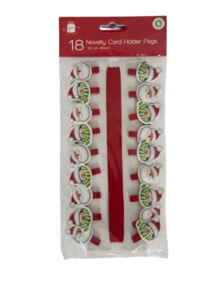 Picture of 18 x christmas pegs Novelty Christmas Santa Hat Card Holder and penguin