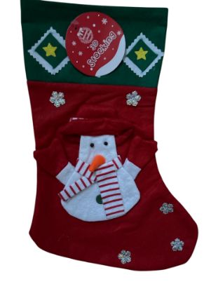 Picture of Christmas snowman stocking 3D Snowman stocking felt and apllique