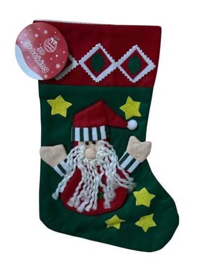 Picture of Christmas santa stocking 3D Santa stocking felt and apllique