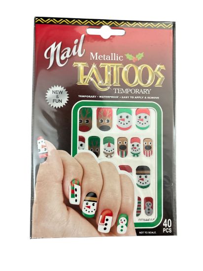 Picture of 40 x Metallic Christmas Temporary Nail Tattoos