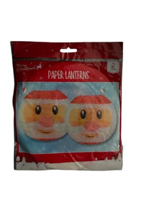 Picture of 2 x Santa Claus Round Paper Lanterns Lamp Shade  Christmas Lanterns NEW