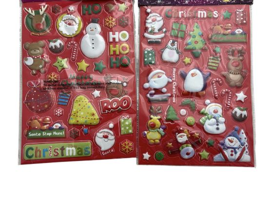 Picture of 3d CHRISTMAS BUBBLE  STICKERS x 62 approx NEW Christmas stickers