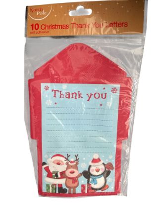 Picture of 10 Christmas Self Adhesive Fun Santa Thank You Letters