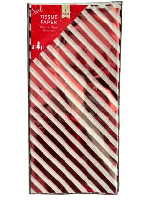 Picture of 5 x sheets christmas tissue paper candy cane stripes design new