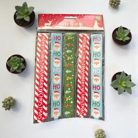 Picture of 100 x Christmas Paper Chains Santa, merry christmas, Christmas tree designs NEW