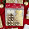 Picture of 4 x Christmas Treat Boxes present shaped  Gold with white stars NEW