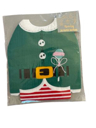 Picture of 20 x Christmas Elf Green Jacket Paper Napkins NEW elf napkins