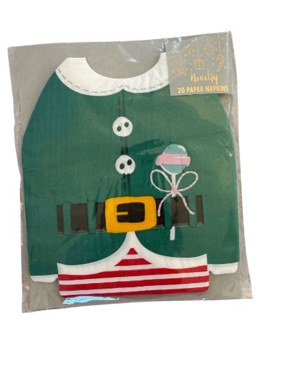 Picture of 20 x Christmas Elf Green Jacket Paper Napkins NEW elf napkins