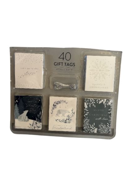Picture of 40 X Christmas Blue Gift Tags Winter Arctic Polar Bears New Boxed