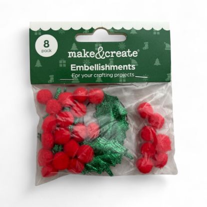 Picture of Make Your Own Christmas Holly Embellishments 8 x holly and 24 berries