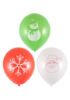 Picture of 12 x 23cm Christmas Balloons Printed  white green and red