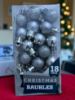 Picture of 18 x Miniature Silver Christmas Tree Silver Baubles 3 designs
