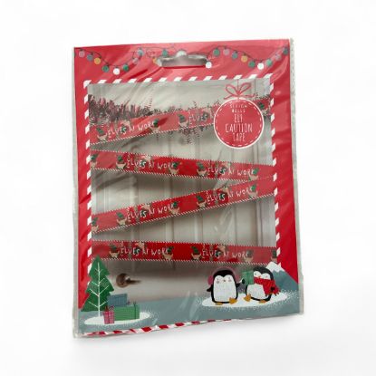 Picture of Christmas elf caution tape red elves at work design tape