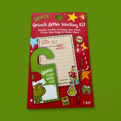 Picture of the grinch letter writing set  Christmas letter writing set new with stickers, door hanger pencil eraser