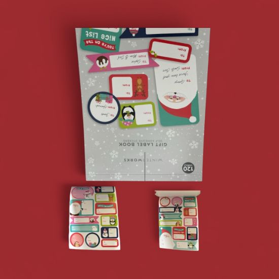 Picture of Christmas Self Adhesive Sticker Gift Label Book: 120 Christmas Gif tag stickers book
