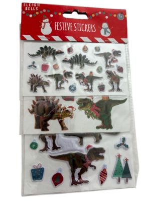 Picture of 45 x Christmas Bubble Stickers Dinosaurs Christmas Stickers NEW